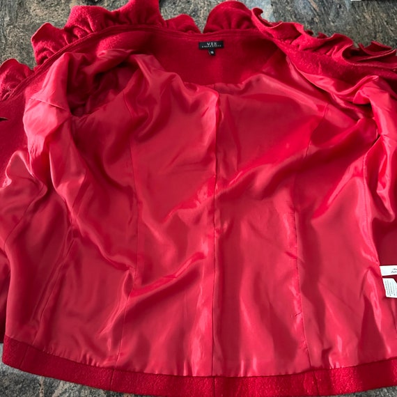 Vintage Red Boiled Wool Jacket: Flutter Collar Ho… - image 7