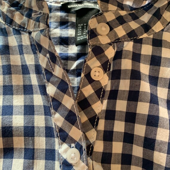 Loose top , Checked cotton blue shirt,  Wide wais… - image 7