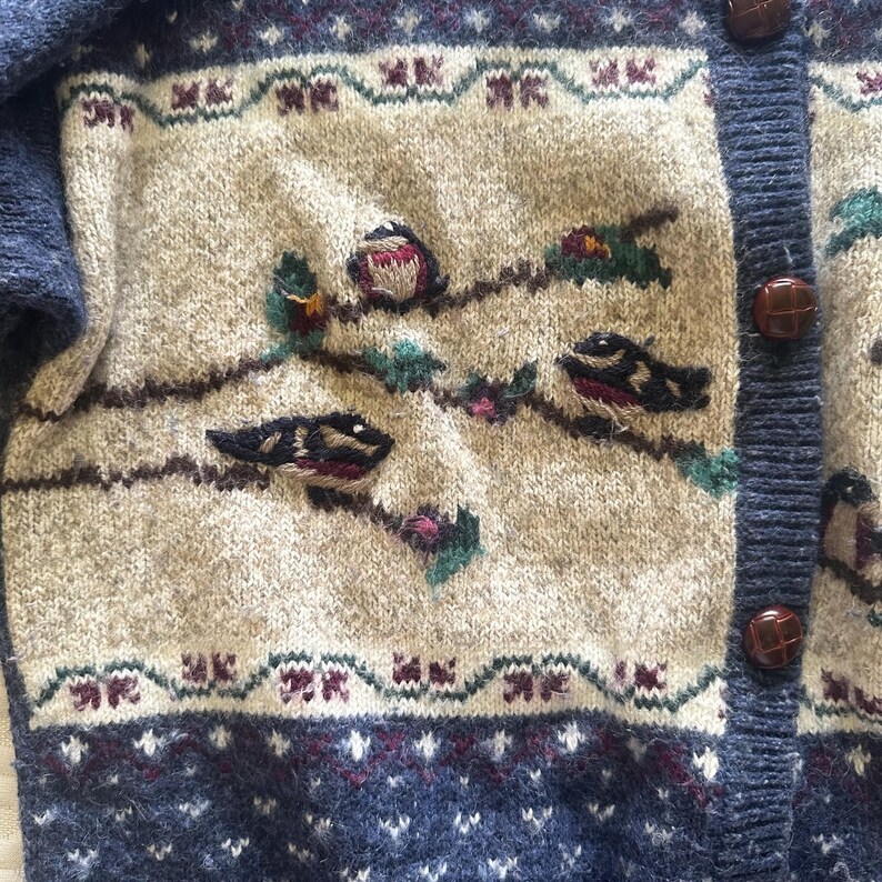 Vintage Northern Reflections, Knit Mixed Wool Blue Cardigan Sweater