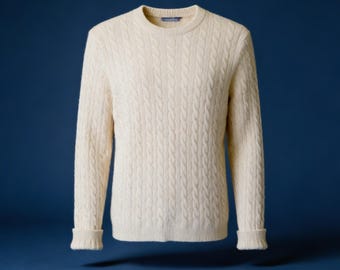 Pure Cashmere Cable-Knit Sweater, Women's Minimalist Pullover, M