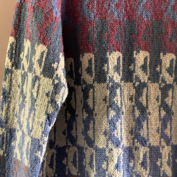 Handknit Fair isle sweater, Abstract geometric pr… - image 5