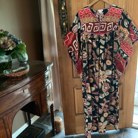 Vintage Kaftan, Batik long dress, Aboriginal prin… - image 1