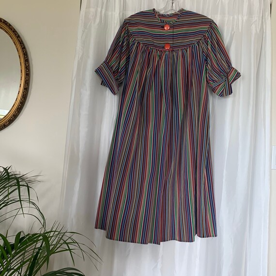 Striped Taffeta Satin House Coat Robe with pocket