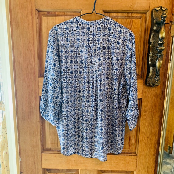 Blue white  tunic ,smock top, Soft Loose fitting … - image 3