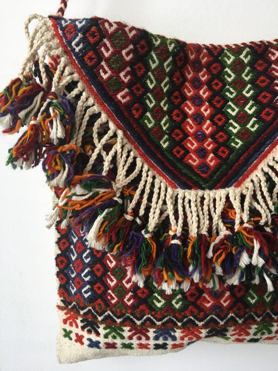 Vintage Large fringed tribal bag gypsy bag,handma… - image 10