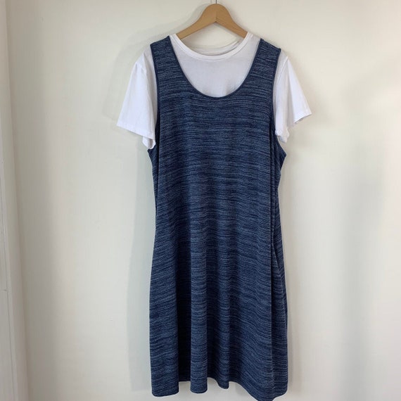 Vintage blue dress, 2X ,Layering sheath dress, Bl… - image 6