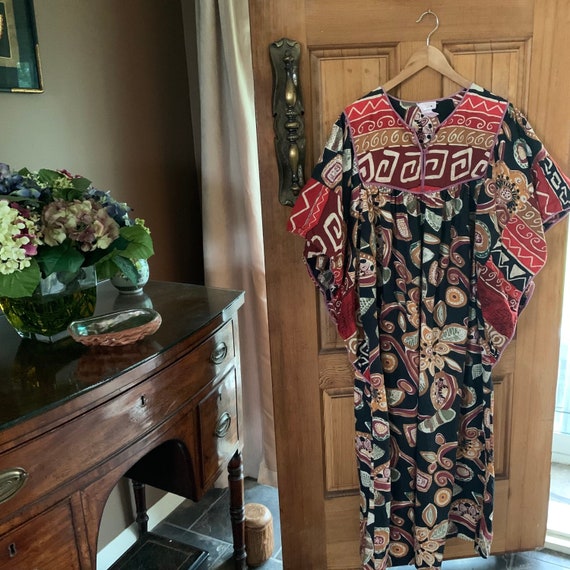 Vintage Kaftan, Batik long dress, Aboriginal prin… - image 2