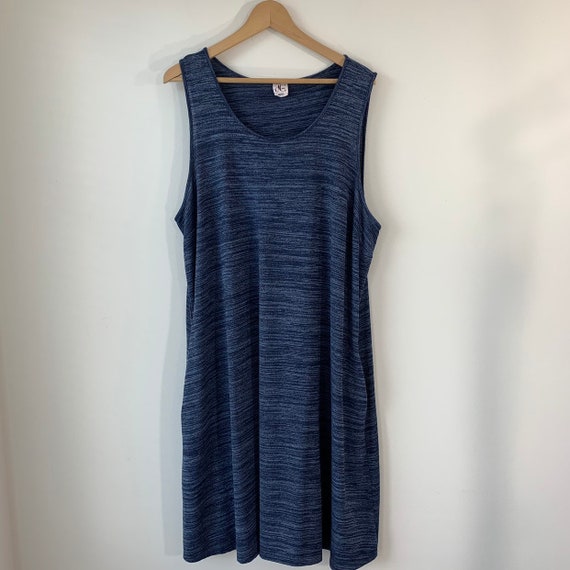 Vintage blue dress, 2X ,Layering sheath dress, Bl… - image 1