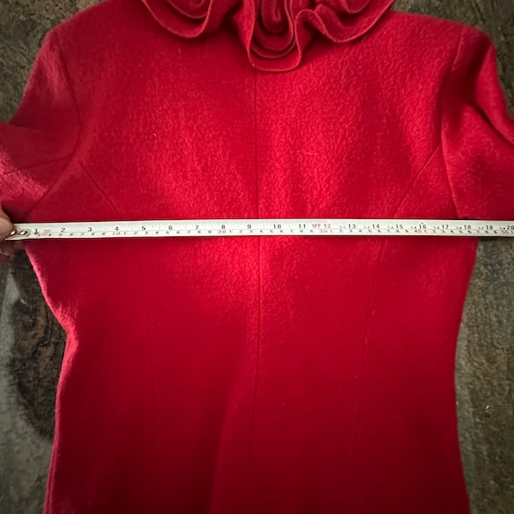Vintage Red Boiled Wool Jacket: Flutter Collar Ho… - image 10