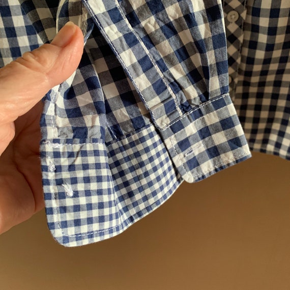 Loose top , Checked cotton blue shirt,  Wide wais… - image 4