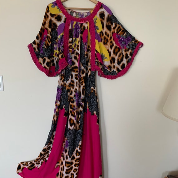 Angel wing kaftan 70s Maxi dress Loose fit Mixed p