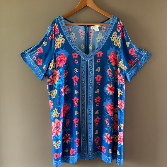 Vintage floral MuuMuu , 3X,  Blue loose fitting T… - image 1