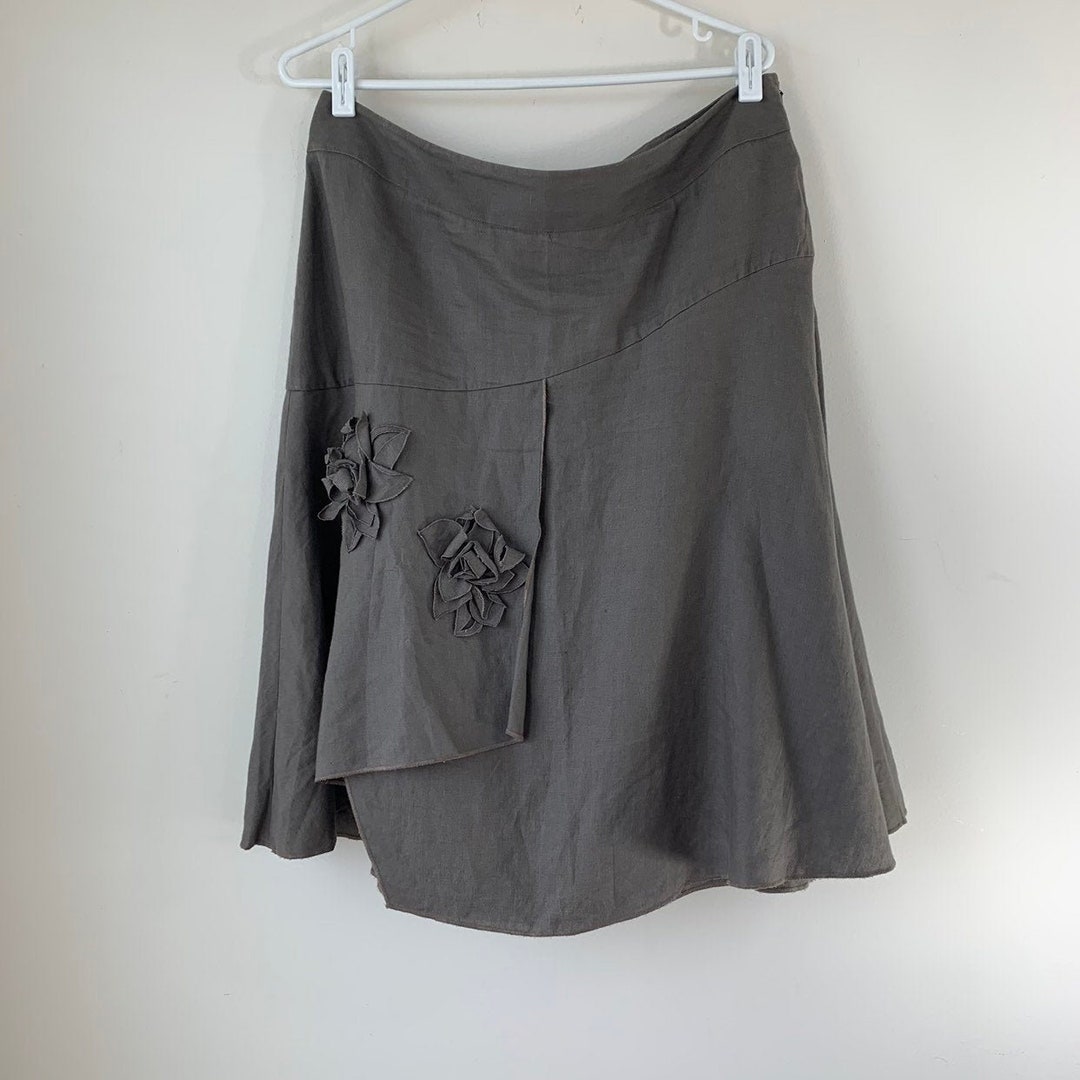 Khaki Linen Skirt Aline Fit and Flare Minimal Modern Fall Etsy