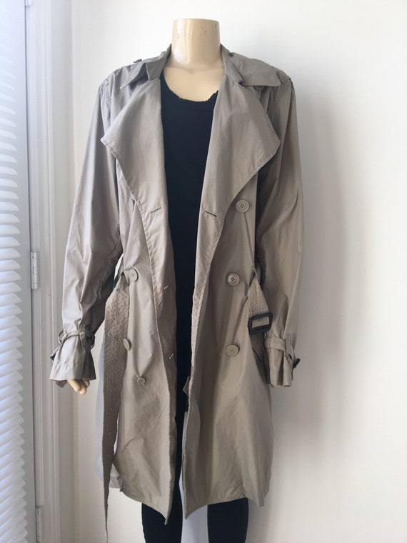Vintage Khaki Nylon Trench Coat 90s Joe Casely-Hay