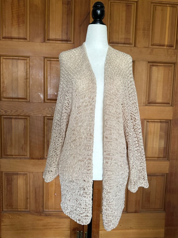 Loose Knit Cardigan, open front, Ivory color, shee