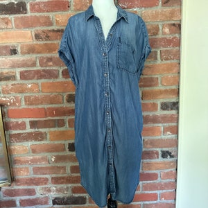 90s Blue Lyocell Shirt Dress: Vintage Denim Duster by Jordache XL RESERVED  - Etsy