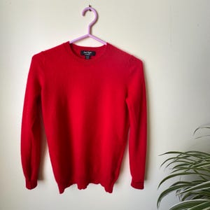 Luxurious RED 100%  cashmere sweater, crewneck Sweater by Lord & Taylor,  Vintage women&#39;s Preppy Cashmere Sweater