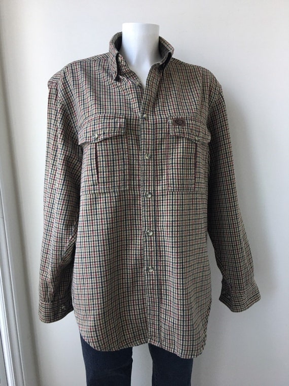 Vintage Flannel shirt, Earth tone Checked Plaid, … - image 1