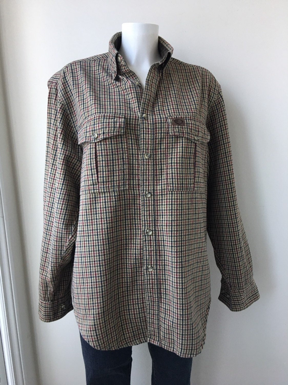 Vintage Cotton Flannel Shirt Earth Tone 