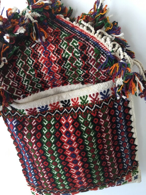 Vintage Large fringed tribal bag gypsy bag,handma… - image 3