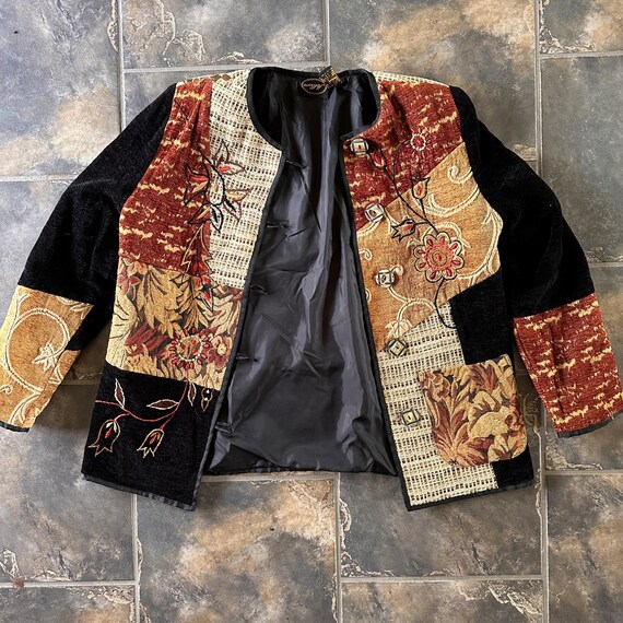 Vintage Tapestry Patchwork Velvet Jacket: Embroid… - image 6