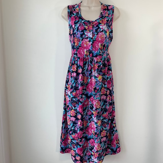 Floral day dress silky Tieback Gathered waist Mode