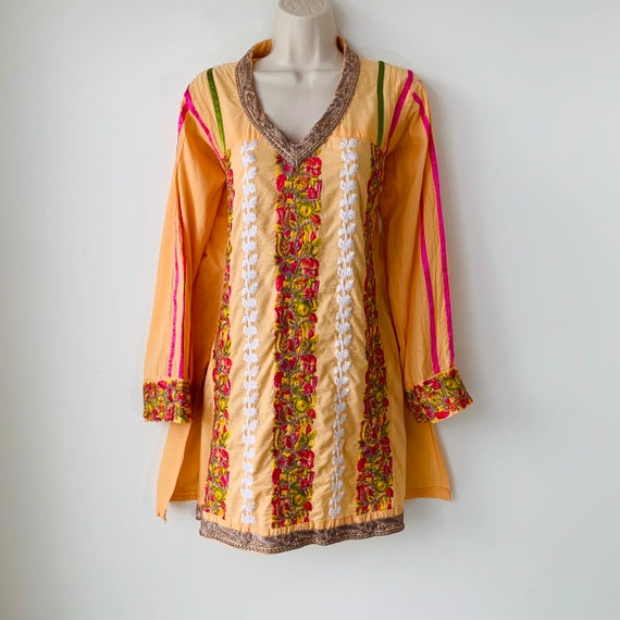 Embroidered tunic India kurta kaftan dress Intrica