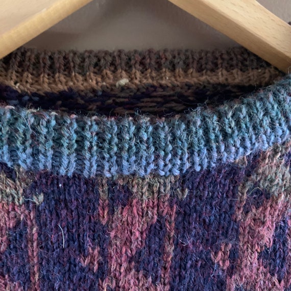 Handknit Fair isle sweater, Abstract geometric pr… - image 4