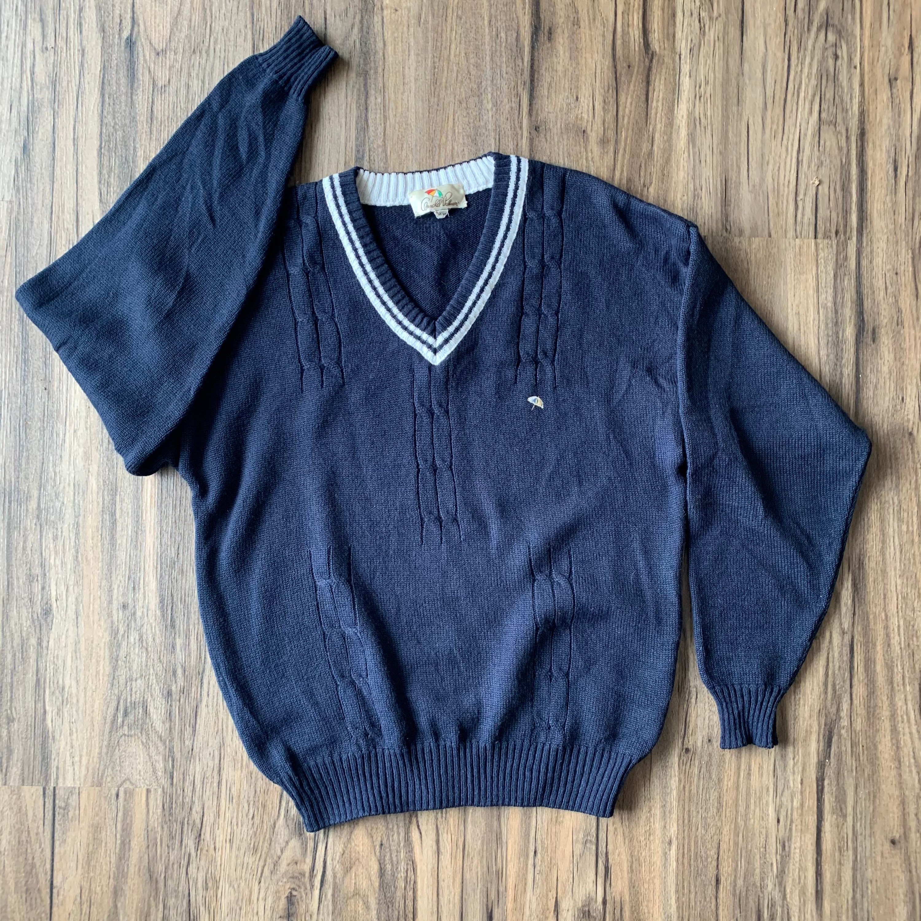 IldiVintage Blue Golf Sweater, Cable Knit, 1980s Arnold Palmer, V-Neck Pullover Sweater, Golf Clothing, Men's Medium Chest 44 IldiVintage Blue Golf Sweater, Cable Knit, 1980s Arnold Palmer, V-Neck Pullover Sweater, Golf Clothing, Men's Medium Chest 44