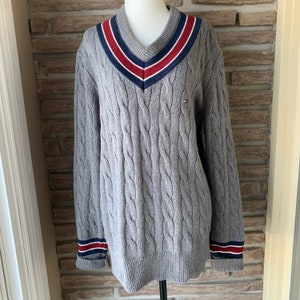 90s Tommy Hilfiger Wool Blend Fisherman Knit Sweater - Men&#39;s L