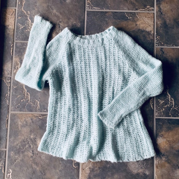 Lightweight Fuzzy Sweater Mint Blue 