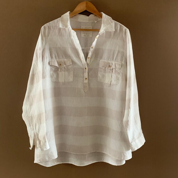 Linen Pocket shirt, Casual long Loose fit Blouse,… - image 6