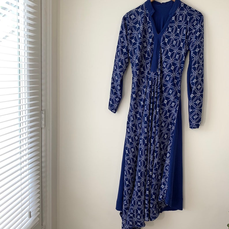  Robe  Batik  Indigo  Bleu  maxi robe  Boho Rayon gaze Long Slip 