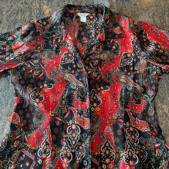 Paisley floral blouse, Modern Bohemian Paisley Pr… - image 5