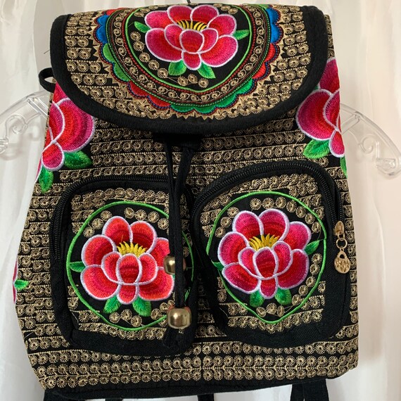 Ethnic Floral Backpack Colorful Hmong 