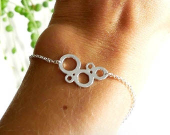 Sterling silver Women bracelet adjustable Bulles AWA collection, bracelet made in France, handmade, hammered bracelet in 925 silver