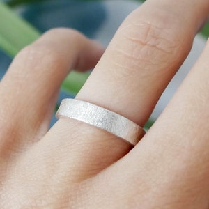 Sandgestrahlter Ring aus 925er Silber für Damen und Herren, minimalistischer sandgestrahlter Ring aus massivem Silber, Unisex-Silberallianz
