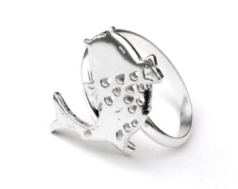 Adjustable ring in 925 silver Koi carp from Japan, Japanese fish adjustable ring for women made in France by hand