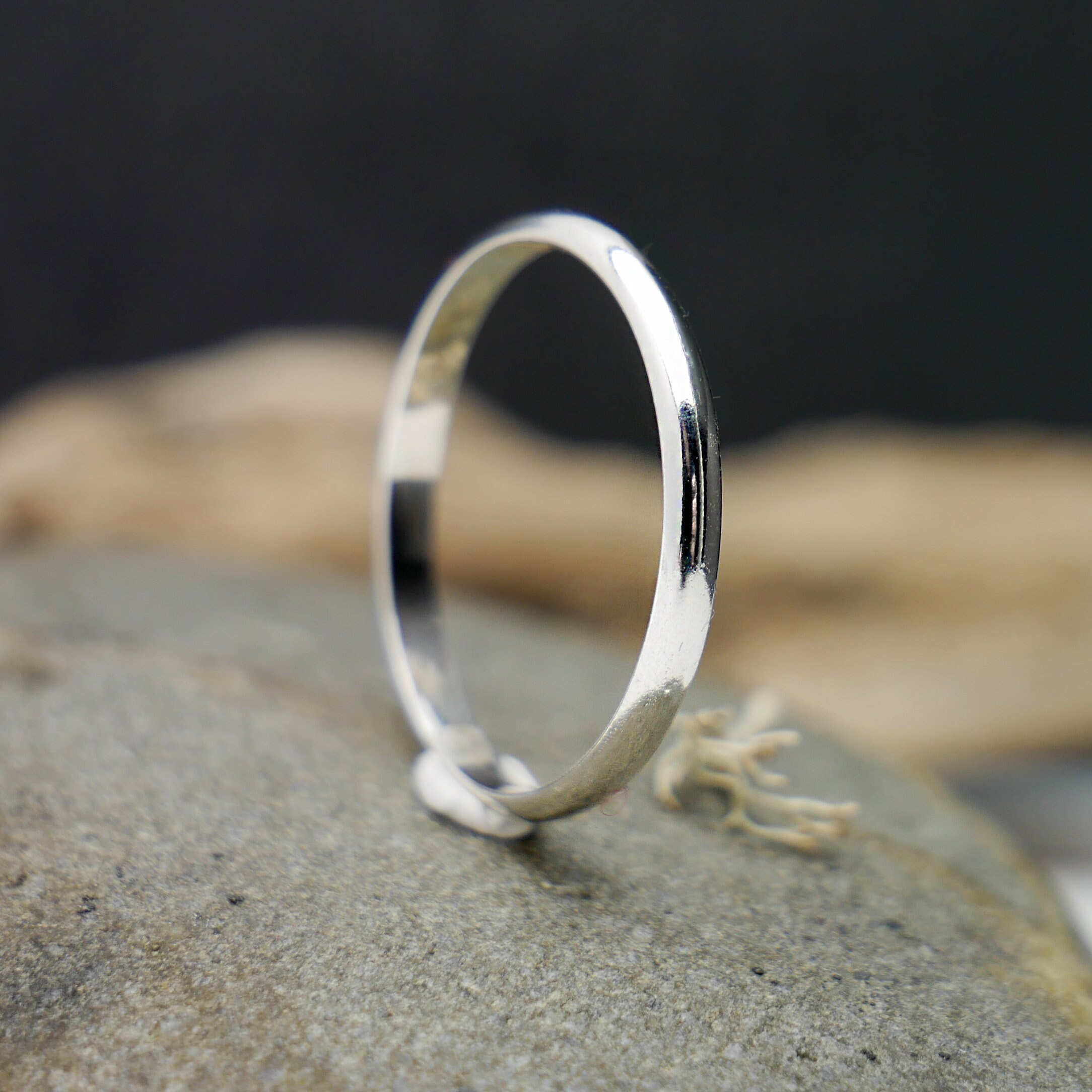 Bague Argent Massif 925 – Jonc Alliance Simple – Sans Marque – Occasion état Correct