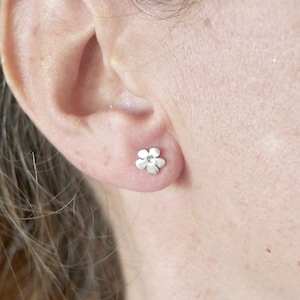 Prunus 925/1000 Sterling Silver Minimalist Cherry Blossom Stud Earrings
