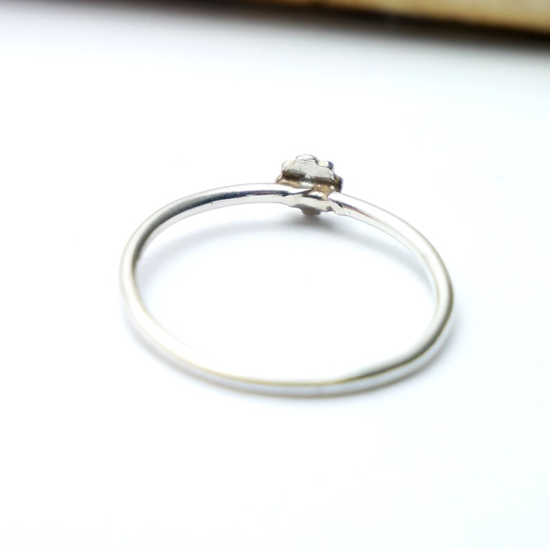 Very fine minimalist stackable ring in 925/1000 silver with flower motif, simple woman's silver ring, mini silver ring made in France image 6