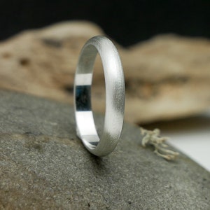 Wide alliance for men/women in 925 recycled silver brushed half bangle, minimalist unisex ring in brushed solid silver image 1