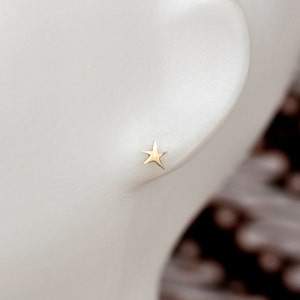 Star earrings in 925 silver, minimalist women's solid silver star earrings