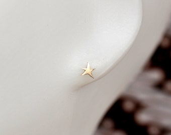 Star earrings in 925 silver, minimalist women's solid silver star earrings