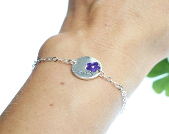 Sterling silver purple Cherry Blossom  bracelet