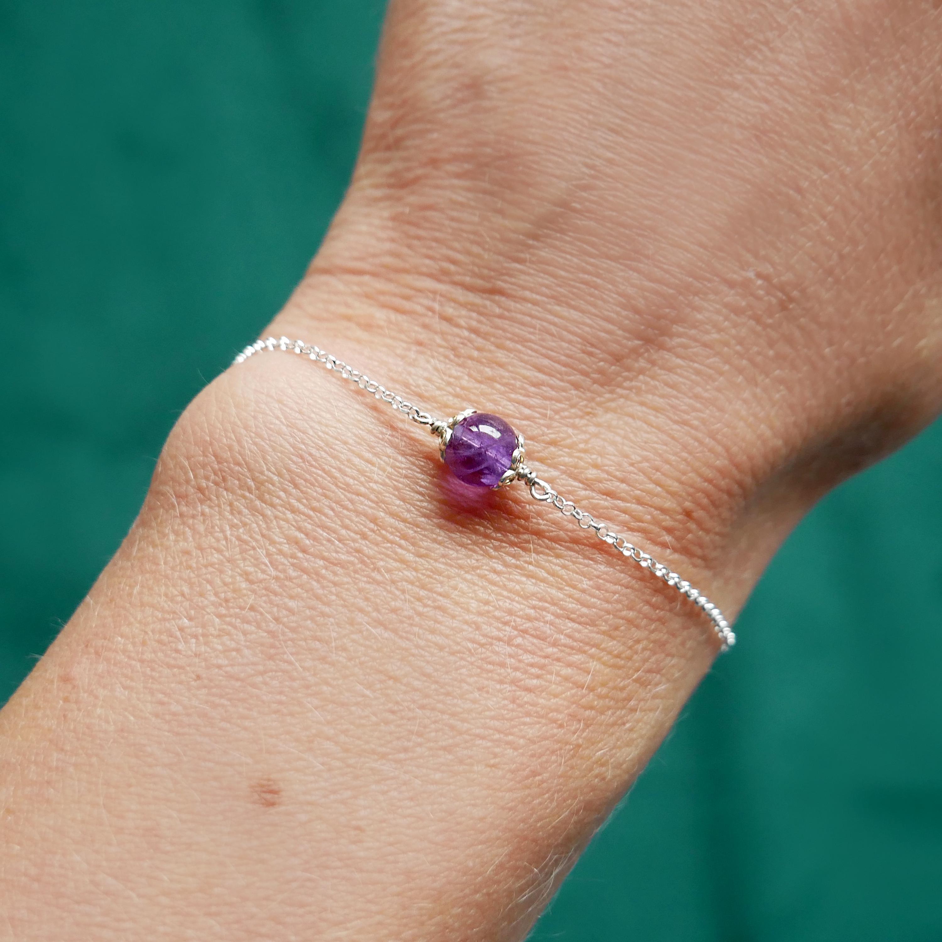JewelryPalace 1.6ct Coeur Papillon Noeud Bracelet Naturelle Verte Amethyste en Argent 925 Femme, Reglable Bracelet Chaine Fin Amour Love Pierre Fille