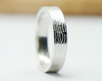 Bark Ring 2 recycled 925 silver for women and men, minimalist tree ring in solid silver, unisex silver bark wedding band