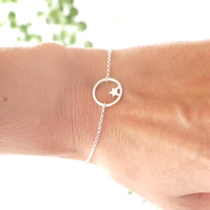 Star bracelet in recycled 925 silver, minimalist star bracelet for women made in France