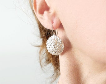 Sterling silver 925/1000 dangling earrings Litchi, wedding earrings in recycled silver