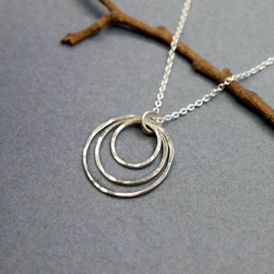 Maya necklace in recycled and upcycled 925 silver, adjustable chain with multiple circle pendant, 3 generations pendant